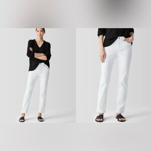 NWT EILEEN FISHER White Organic Cotton Denim Slim Jeans Size 6